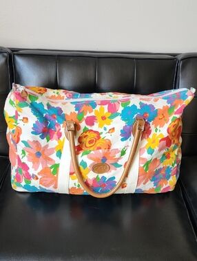 Vintage 80s Gitano Floral Duffel Bag Tote Large